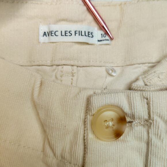 Avec Les Filles Wide Leg Cropped Corduroy Fisherman Pants 10 Preppy Academia - Picture 6 of 14